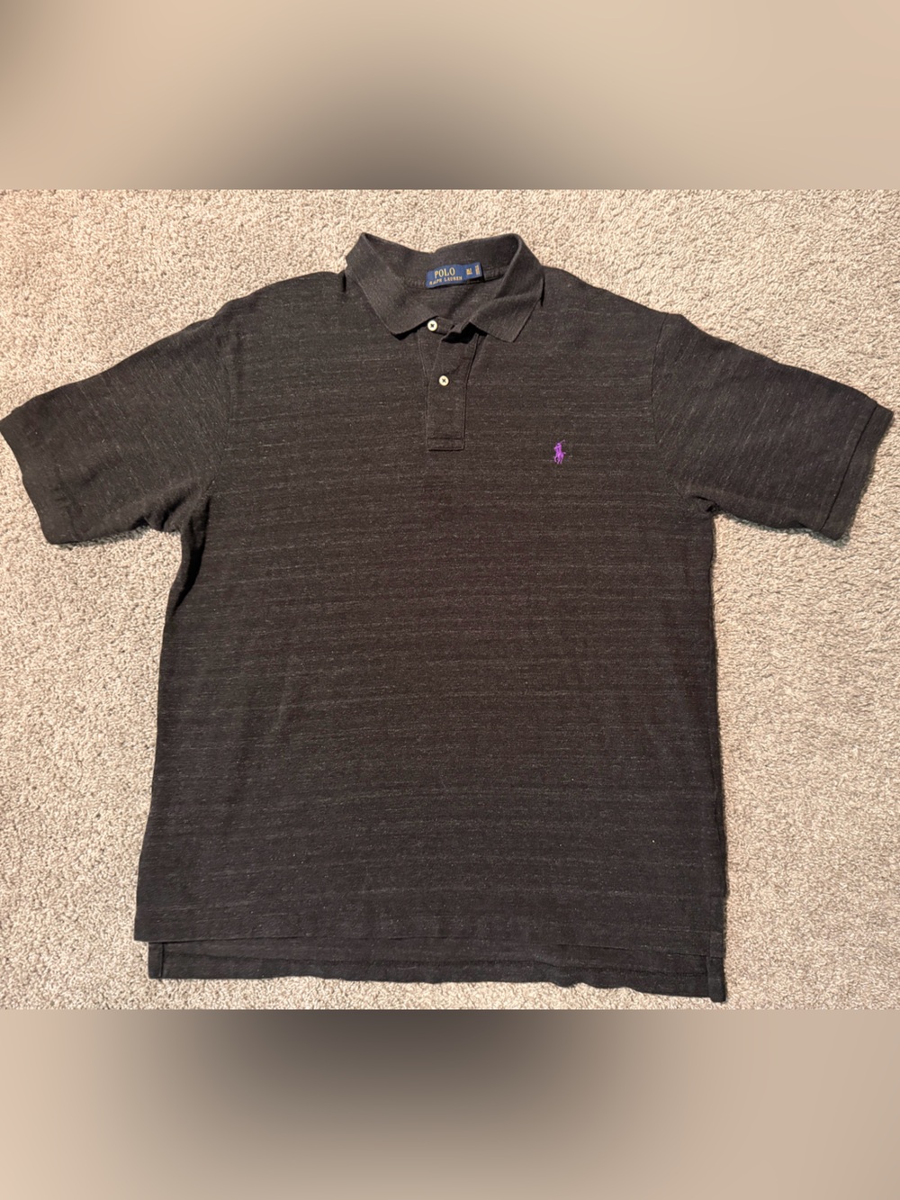 Polo by Ralph Lauren Men’s Black Polo with Purple Pony